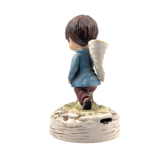 Vintage Gorham Moppets 1973 Fran Mar Music Box Figurine Boy Fishing - Picture 8 of 11